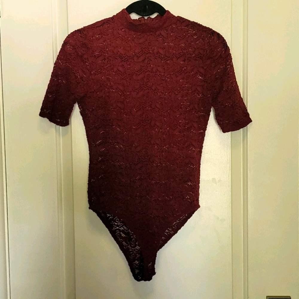 Burgundy lace bodysuit